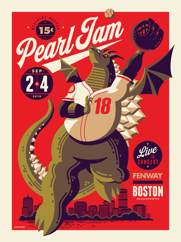 Pearl Jam Fenway Poster by Tom Whalen
