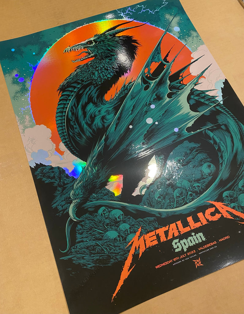 Metallica Spain Concert Poster (Foil Variant) by Ken Taylor