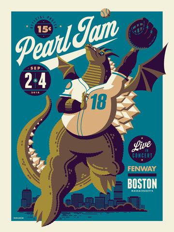 Pearl Jam Fenway (Variant) Poster by Tom Whalen